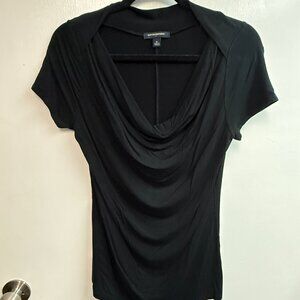 Banana Republic Black Short Sleeve Drape Cowl Neck Top Sz M